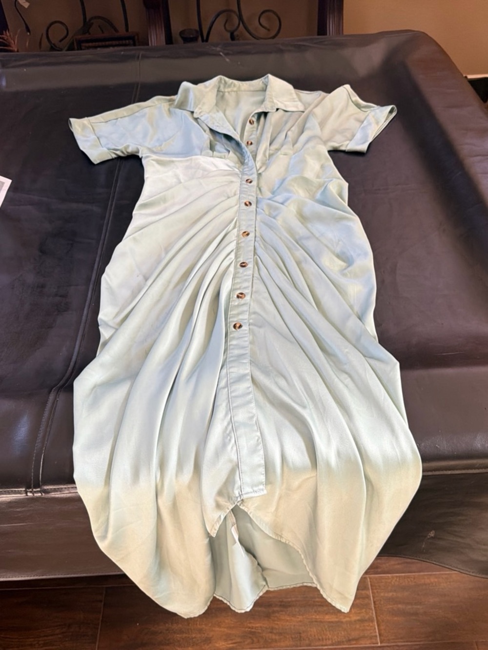 Button-Front Light Mint Girls' Casual Dress